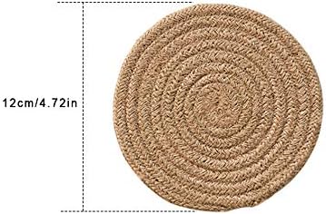 Gracelife 6pcs Cup Mat Pure Cotton Thread Weave Round Drink Hot Pads Mats Set Absorbent Scald-proof Drink Coasters (Jute color)...