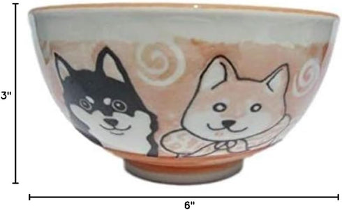 Japanese Shiba Dog Red 6.3 Inches Diameter Large Rice Bowl Donburi Soup Noodle or Serving Bowl Multipurpose Bowl Chawan from Japan...