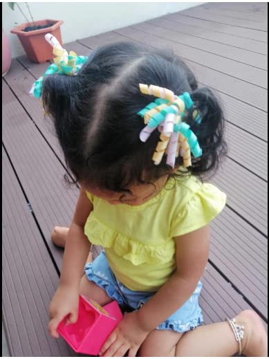 30PCS Baby Girl Bows Hair Ties Colorful Curly Korker Bow Elastic Rubber Bands Grosgrain Ribbon Hair Bows Ponytail Holders Hair Accessories for Gir...