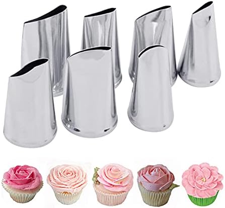 7 Pieces Rose Flower Piping Tips Set, Cake Decorating Tips Icing Piping Nozzles Set Cupcake Decorating Kit...