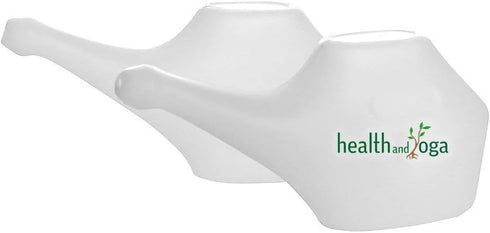 HealthAndYoga™ QwikFlo Light-Weight Neti Pot Sinus Rinse Kit- Compact Neti Pot for Kids and Adults - Travel Friendly Nose Wash Netty Pot - White (...
