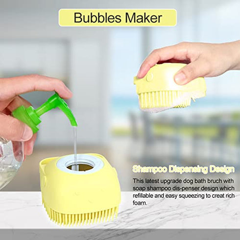 Bath Brush Silicone, Massage Soft Brush Dog Cats, Pet Massage Brush Bubble Brush Yellow...