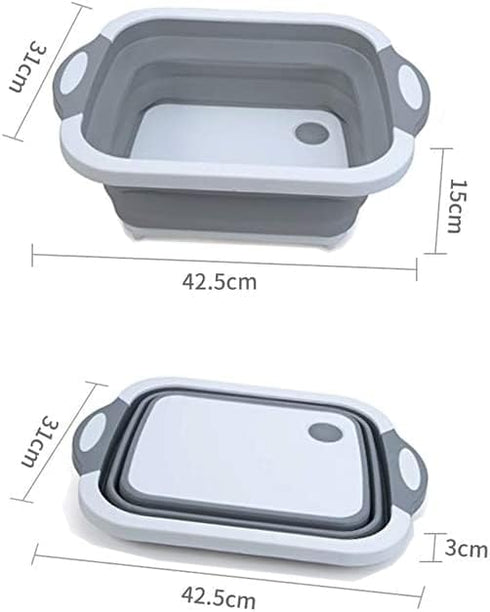 Collapsible Cutting Board - Portable Multi-Purpose Dish Tub - Washing and Draining Fruits and Veggies with Food-Grade Sink Storage - Multifunction...