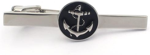 Black Anchor Cufflinks and Tie Clip Set, Nautical Cufflinks and Tie Clip...