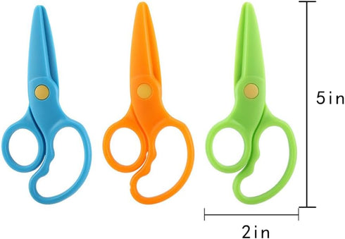 Preschool Training Scissors,3Pcs Children Safety Pre-School Safety Scissors Art Craft Scissors, 2 x 5 inches, Orange/Green/Blue...