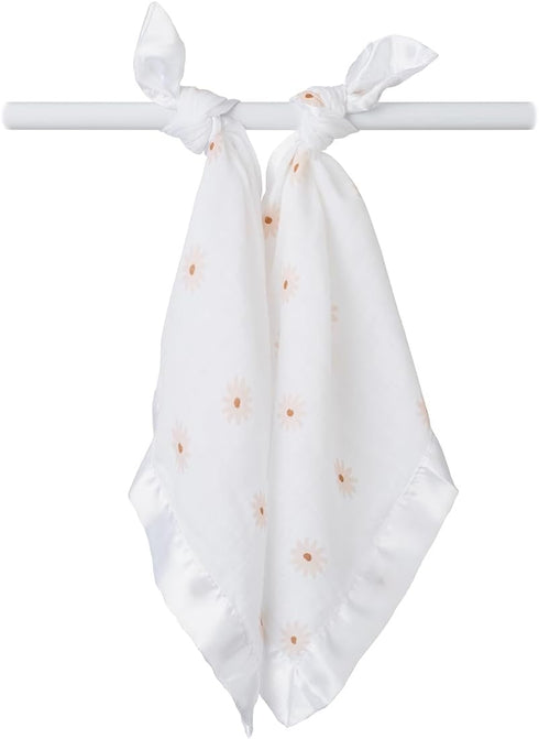 Lulujo Security Lovey Blankets Unisex Softest Breathable Cotton Muslin Security Blanket Set with Silky Satin Trim| Neutral Comforting Blanket for ...