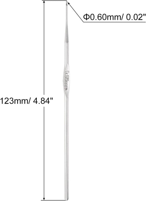 Stainless Steel Crochet Hook 0.6mm Knitting Needles for DIY Craft Yarn 6Pcs......