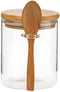 123Arts Glass Container Sugar Bowl Spice Jar Food Storage with Wooden Lid and Spoon...