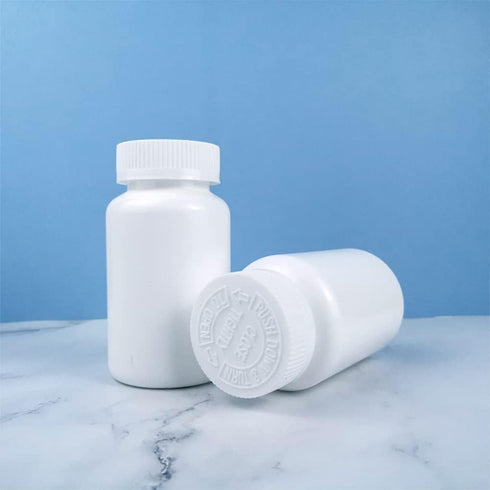 Othmro PE Plastic Lab Chemical Reagent Bottles 5pcs, 51ml/1.72oz Wide Mouth 28mmID Round Sample Liquid Storage Container Sealing Bottles White wit...