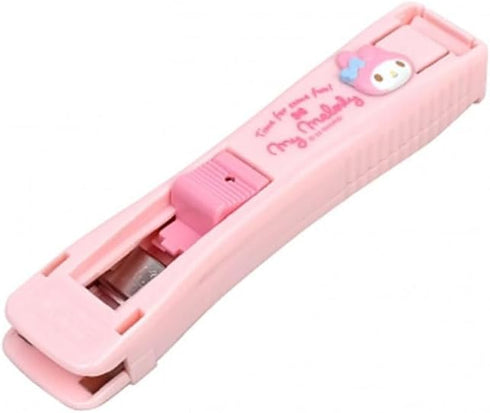 Clamp Clip Dispenser Stapler Cute Animal Faced Reusable Mymelody Clip Dispenser/Portable Handheld Paper 3 Metal Refill Clips Pink Rabbit...