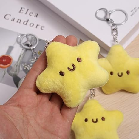 2 Pcs Yellow Plush Star Car Keychain Backpack Accessories Doll Pendant Heart Healing in Addition to Serving as a Keychain Women's Keyrings and Key...