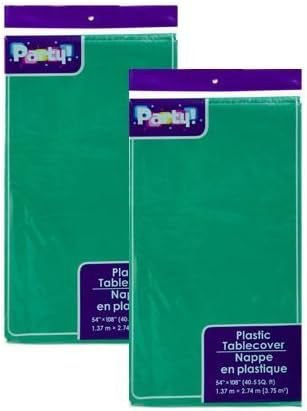 2-Pack Green Disposable Plastic Tablecloths/Table Covers, 54 x 108 inches each...
