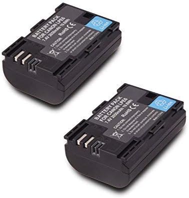 2 Pack Replacement Canon LP-E6 LP E6N Battery for Canon 60D, 70D, 80D, 5DS R, 5D Mark II III IV, 6D, 7D, C700, XC15, Cameras (2650mAh, 100% Compat...