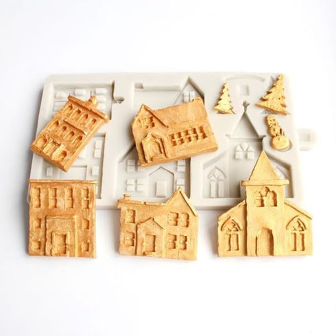 3D Xmas Christmas Tree House Silicone Mold For Fondant Cake Decor Chocolate Sugarcraft Gingerbread Baking Mould...