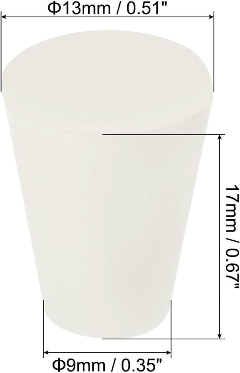 MECCANIXITY Rubber Tapered Plug 9mm to 13mm Solid Test Tubes Bungs Stopper White for Lab Home 10 Pieces...