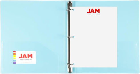 JAM PAPER Plastic 1 inch Binder - Light Blue 3 Ring Binder - Sold Individually...