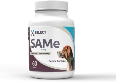 SAM-e for Small and Medium Adult Dogs, 60 Tablets, 90mg Active S-Adenosyl L-Methionine, SAM-e Supplement for Dogs, Hepatic Health, Cognitive Suppl...