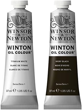 Winton Oil Colour Paint Pack with 37ml Titanium White & 37ml Ivory Black...