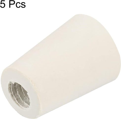 MECCANIXITY Rubber Tapered Plug 15mm to 20mm with Hole Test Tubes Bungs Stopper White for Lab Home 5 Pieces...