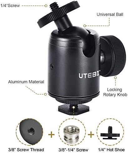 24MM Tripod Ball Head, UTEBIT 360° Rotatable Metal mini Ball Head with 1/4" hot shoe,BallHeads Camera Mount Adapter for Tripods,Monopod,DSLR Camer...
