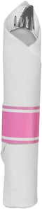 Bright Pink Premium Rolled Cutlery Set (10 Count) - Includes Fork, Knife, & Spoon - Perfect for Parties & Special Events...