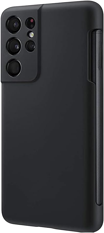 for Galaxy S21 Ultra Case with S Pen Holder, Liquid Silicone Phone Cover with Stylus Slot (S-Pen Not Included) Anti-Fingerprint Military Shockproo...