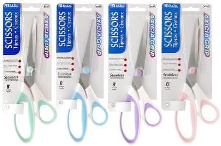 BAZIC 8" Pastel Soft Grip Multipurpose Stainless Steel Scissors...