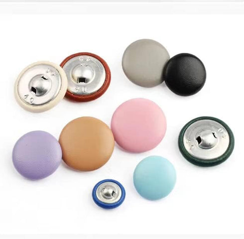 HongRun10PC Leather Covered Buttons with Shank Sew On for Leather Clother Dress Coat Jeans Sofa Decoration Carfts, 7/16 Inch, Gray...