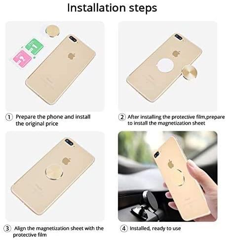 Cell Phone Metal Plates for Magnetic Car Mount 4 Pack. Replacement Set of Cute Gold Round Metal 3M Adhesive Backing Discs for Magnetic Phone Holde...
