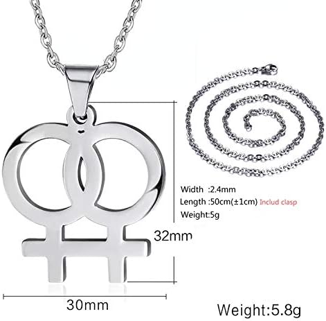 Gay & Lesbian LGBT Pride Stainless Steel Pendant Necklace Couple...