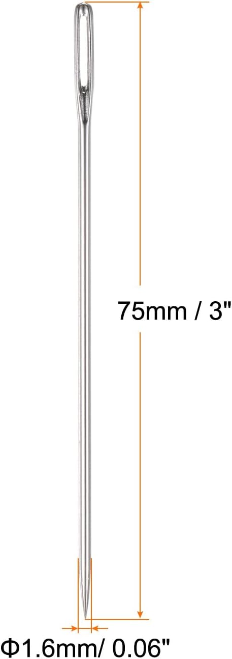 HARFINGTON 30pcs Beading Needles 1.6mm Dia Long Straight Sewing Needles Stainless Steel Embroidery Sewing Needles 3Inch...