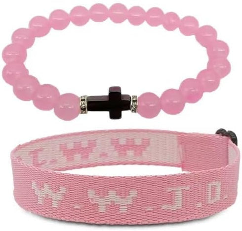 Todu WWJD Braided Rope Bracelet Cross Crystal Beaded Bracelet Set Handmade Beads Bracelet Natural Stone Stretch Bracelet For Women Men Teens Girl ...