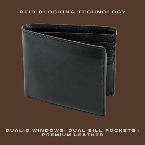 Maverick Hide Top Grain Leather Wallet For Men, RFID Blocking, Bifold Extra Capacity with 2 ID Windows, Slim Bifold With 8 Card Slots, Gift For Yo...