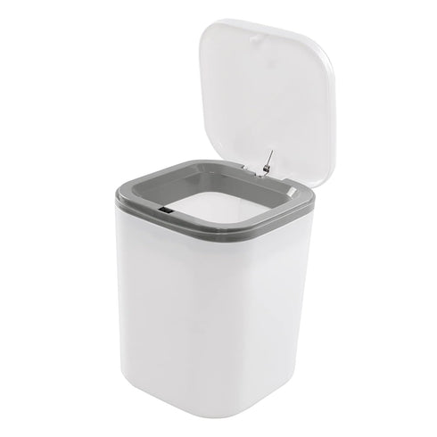 0.5 Gallon Tiny Countertop Trash Can, Mini Desktop Garbage Can with Push-Button, White...