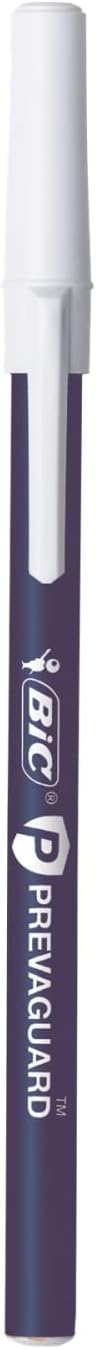 BIC PrevaGuard Round Stic Ballpoint Pen With Built-in Protection To Suppress Bacteria Growth, Medium Point (1.0 mm), Blue, 12-Count...