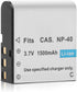 NP-40 Battery Pack, 1500mAh Rechargeable Battery(3-Pack) with USB Dual Charger for Video Camera Camcorders Compatible with Casio NP-40 (Not for Fu...