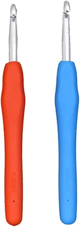 Size 9mm 10mm Crochet Hooks Set for Arthritic Hands Ergonomic Soft Grip Handles Crochet Needles for Beginners Advanced Smooth Knitting Needle Hook...