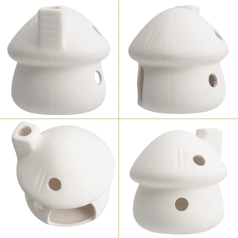 AnRui Fish Tank Decortation Cute Ceramic Mushroom Mini House Aquarium Decor Betta Cave Hideout Ornament Accessories for Small Fish, Shrimp, White...
