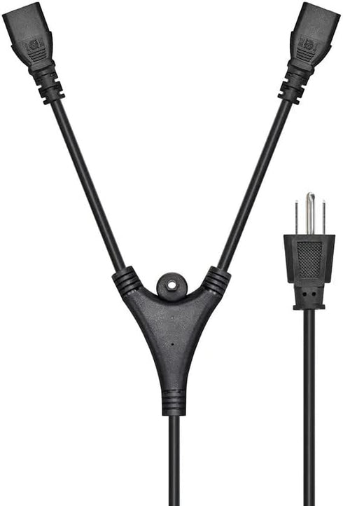 Monoprice Power Cord Splitter - NEMA 5-15P to 2X IEC 60320 C13, 10 Amp, 1250 Watt, SVT, 18AWG, 6 Feet, Black...