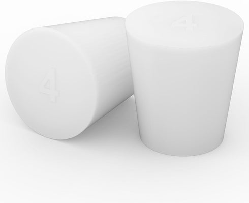 Silicone Rubber Stopper, (10-Pack, Size 4#) Tapered White Silicone Stoppers for Laboratory Sealing...