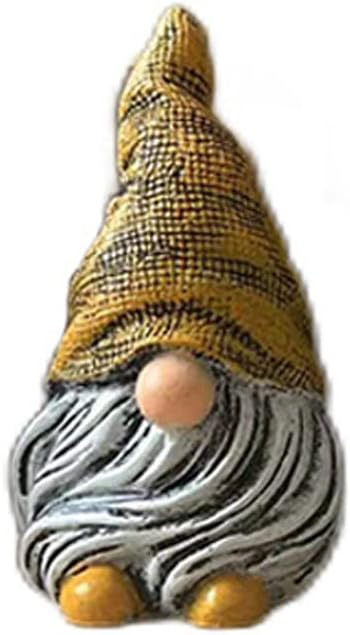 Gnomes Ornament Resin Statues Mini Dwarf Figurine for Desk Outdoor Garden Patio Porch Lawn Home Decor Sculpture (Orange)...