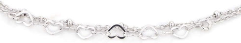 Sterling Silver Jewelry - Rhodium Plated with 925 Stamp - Interlinked Heart theme Anklet - Elegant handcrafted Double layered Chain Anklet for Wom...