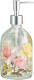 Glass Soap Pump Dispenser Floral and Butterfly 17 Ounce by A Ting...