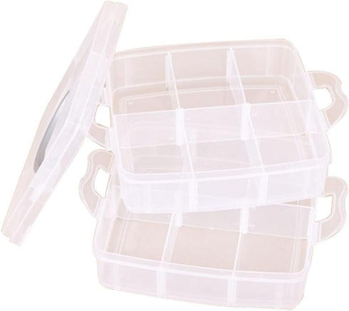 3 Layers 18 Compartments Clear Storage Box, Large Grids Clear Plastic Jewelry Box Organizer Storage Container, Storage Box for Jewelry, Art DIY Cr...