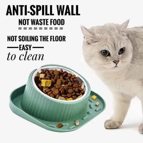 Stainless Steel Dog Bowls, Cat Bowls, Non-Spill, Ergonomic Design, Detachable for Easy Cleaning, Anti-slip Base, Durable, Dishwasher Safe, Rust Re...
