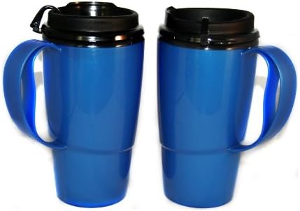 GAMA Electronics 2 Insulated ThermoServ Coffee Mugs 16 oz. Blue...