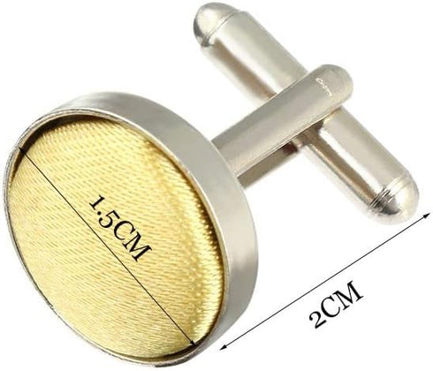 7Pairs Classic Mens Cufflinks Stylish Colour Fabric Shirt Clip Cuff Links Round Buttons Commercial Accessories Plain Wedding Party...