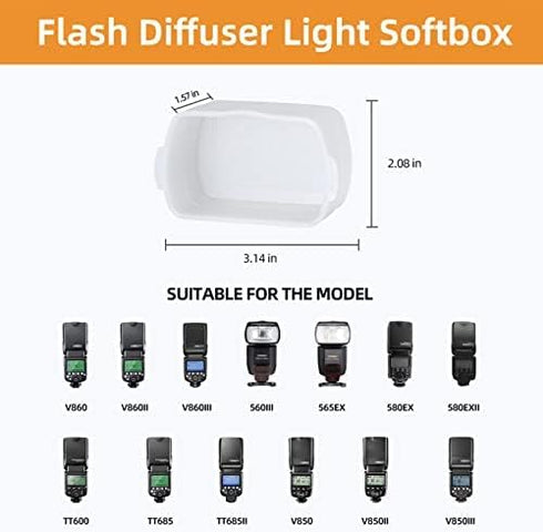 Camera Flash Bounce Diffuser Light Softbox for speedlight, Compatible with Canon 560 565EX 580EX Godox V850 V860 TT600 TT685...