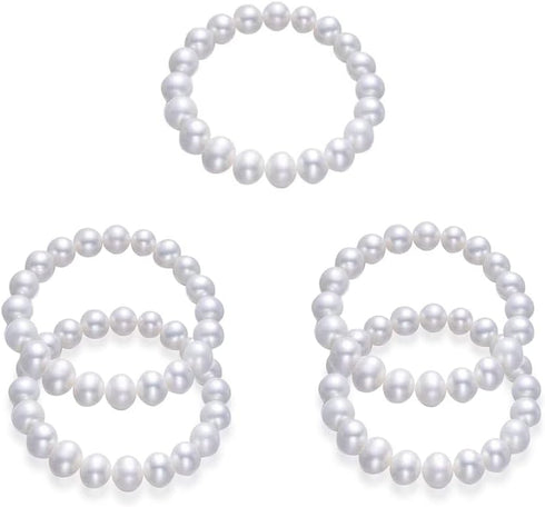 Pingyongchang Elastic Pearl Bracelet Stackable Stretch Bracelet Wedding Accessories Bridesmaid Bracelet 8MM Faux Pearl Bracelet Bridal Party Prom ...