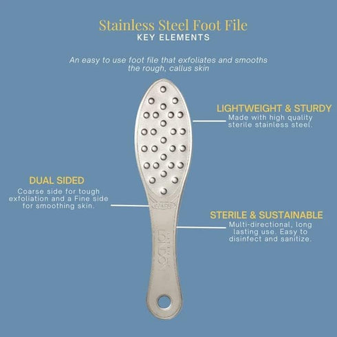 Pedicure Foot File Callus Remover for Feet and Heels, Stainless Steel Metal for Buffing Away Dead Skin, Rough Spots, Calluses, and Dry Patches, We...